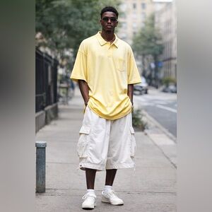 Vintage 90s POLO Ralph Lauren Mens Shirt XL Yellow Preppy Streetwear Long Length